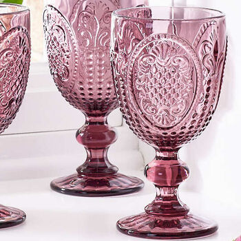 Set Of Four Embossed Coloured Wine Goblets, 6 of 8