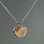 Personalised Tri Tone Initials Hearts Necklace, thumbnail 3 of 4