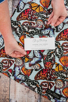The Butterfly House Ice Blue Tea Towel, 2 of 4