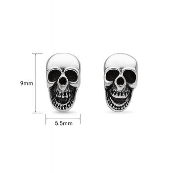 Sterling Silver Skull Stud Earrings, 5 of 8