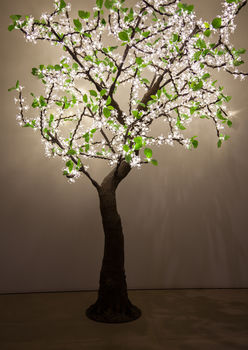 Medium 2m Illuminated LED Tree Mid White With Leaves, 2 of 3