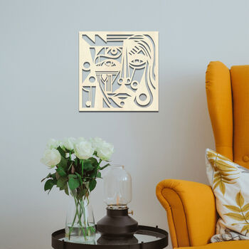 Cubist Geometric Face Wooden Art Abstract Wall Portrait, 6 of 8