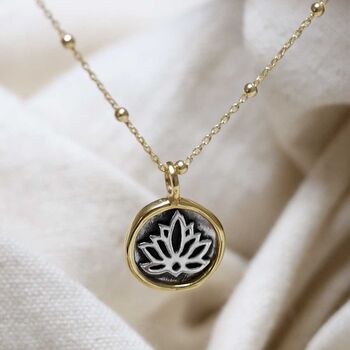 Gold Plated Sterling Silver Lotus Necklace, 3 of 12