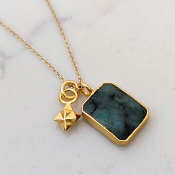 The Duo Emerald Necklace, Gold Plated, 6 of 12