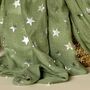 Silver Glitter Stars Scarf In Olive Green, thumbnail 3 of 4