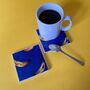 Blue And Yellow Plantain Ceramic Coaster Set Of Four, thumbnail 2 of 4