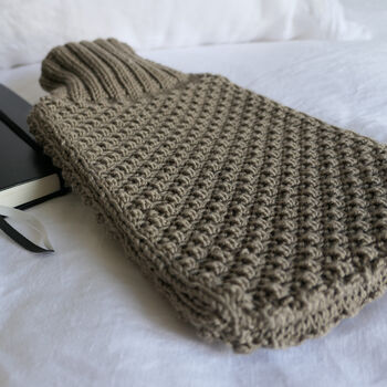 Cashmere Hand Knit Hot Water Bottle In Chocolate Brown, 2 of 4