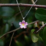 Pink Primrose February Birth Flower Necklace, thumbnail 1 of 4