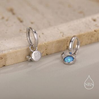 Sterling Silver Blue Opal Planet And Star Huggie Hoop Earrings, 4 of 12