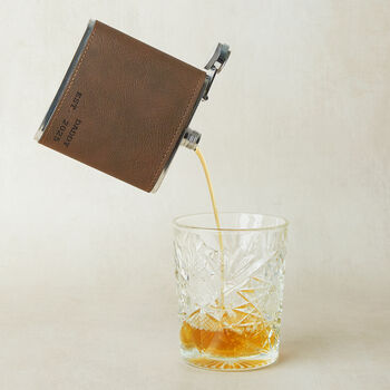 Personalised Dad Established Leather Hip Flask, 2 of 6