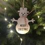 Wooden Snowman Decoration Christmas Card, thumbnail 4 of 4