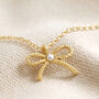 Tiny Pearl Bow Pendant Necklace, thumbnail 3 of 9