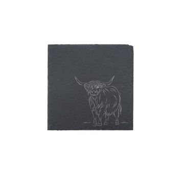 Highland Cow Square Slate Coaster, 2 of 2