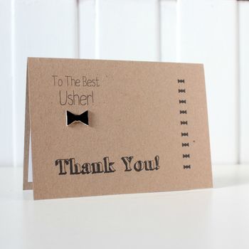 Personalised 'Thank You' Usher Bow Tie Wedding Day Card, 4 of 6