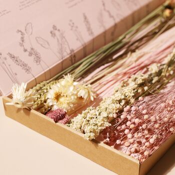 Long Stem Vintage Pink Dried Flower Letterbox Bouquet, 4 of 5