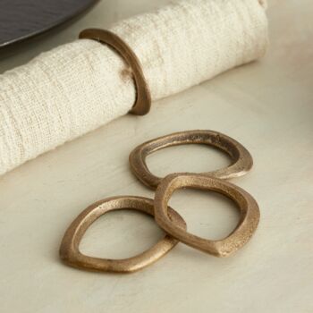 Moss Brass Napkin Rings Set Of Four, 2 of 5