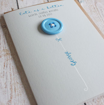 Personalised New Baby Cute As A Button Card, 3 of 5