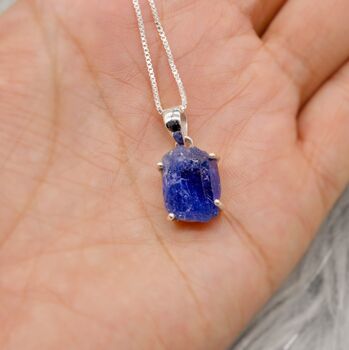 Raw Tanzanite Sterling Silver Pendant Necklace, 4 of 6