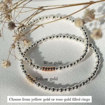 Sterling Silver 925 Milestone 30 40 50 60 70 80 90 Yellow Rose Gold Bead Birthday Bracelet, 2 of 9