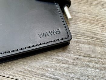 Black A5 Personalised Luxury Leather Journal Cover, Refillable Notebook, 2 of 11
