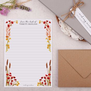 A5 Personalised Letter Writing Paper With Floral Reeds, 3 of 4