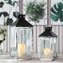 Set Of Two Black Silver Stainless Steel Candle Lanterns, thumbnail 2 of 6