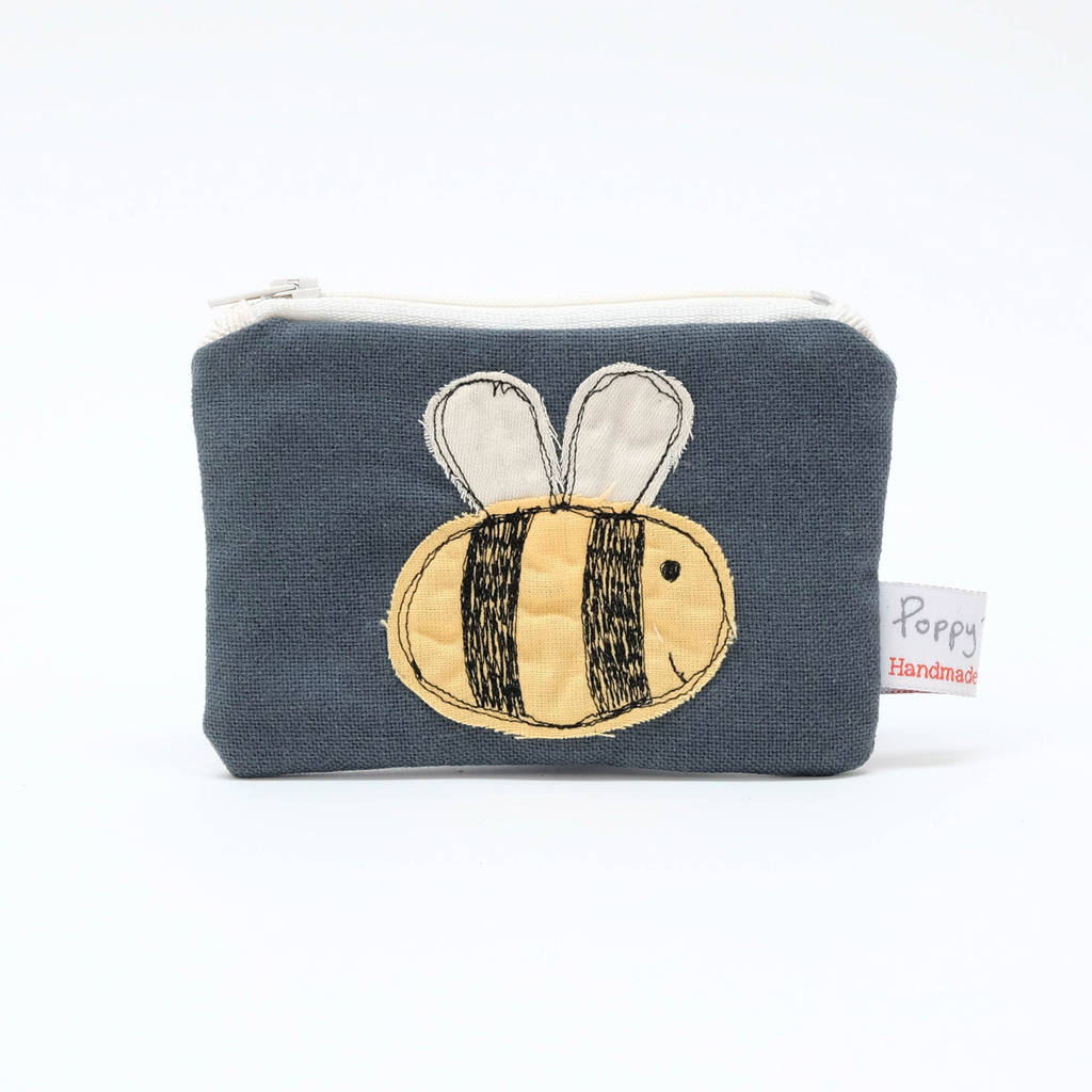 Busy Bee Embroidered Small Zip Coin Purse, 1 of 2