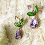 Tear Drop Gem Dangle Earrings In Lilac, thumbnail 2 of 2