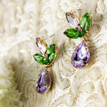 Tear Drop Gem Dangle Earrings In Lilac, 2 of 2