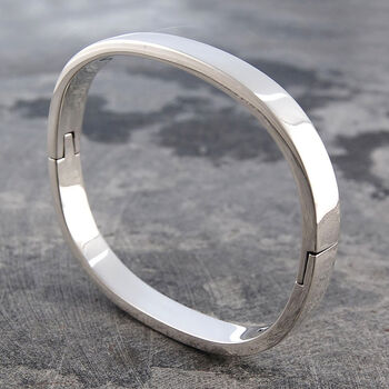 Polished Oval Sterling Silver Solid Bangle Bracelet, 2 of 5