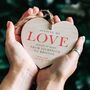 'Love Across The Miles' Personalised Heart Decoration, thumbnail 1 of 4