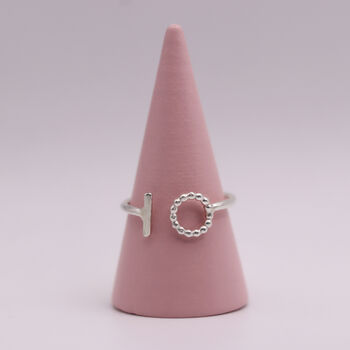 T Bar Silver Beaded Wire Ring, 2 of 5