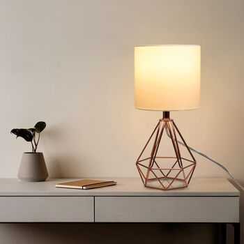 Bedside Desk Table Lamp With Diamond Hollow Base, 4 of 7