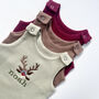 Xmas Personalised Baby Dungarees Romper | Embroidered, thumbnail 1 of 7