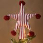 Two Sided Pom Pom Padded Fabric Star Tree Topper, thumbnail 3 of 4