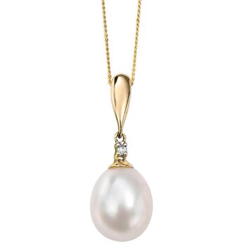 Freshwater Pearl And Diamond Drop Pendant Necklace, 2 of 7