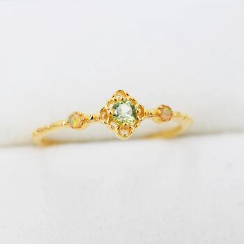 Vintage Inspired Natural Peridot And Opal Ring, 5 of 11