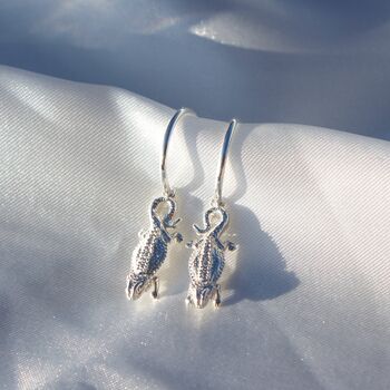Sterling Silver Bearded Dragon Hoop Or Hook 3D Earrings, 2 of 7
