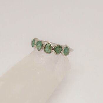 Emerald Sterling Silver Ring, 3 of 10