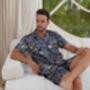 Men’s Navy Silk Blend Short Pyjamas, thumbnail 1 of 6