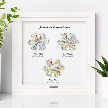 Wedding Anniversary Personalised 3D Jigsaw Map Locations Anniversary Gift, 7 of 12