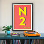 N2 Hampstead, Finchley London Postcode Print, thumbnail 1 of 11