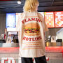 Flamin’ Hotline Unisex Burger T Shirt In Peach, thumbnail 4 of 6