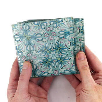 Arts And Crafts Green Blue William Morris Coaster Set, 5 of 10