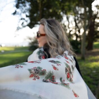 Bows And Pinecones Scarf In Personalised Gift Box, 6 of 10