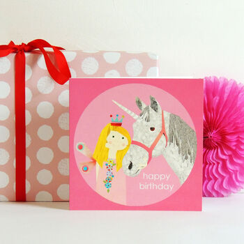 Sparkly Happy Birthday Fairy Unicorn Card, 2 of 2