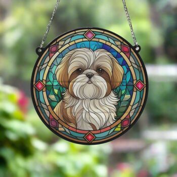 Lhasa Apso Stained Glass Effect Suncatcher, 2 of 6