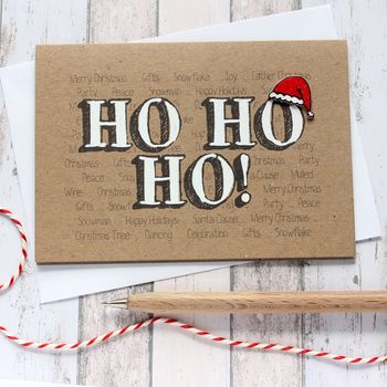 Ho Ho Ho! Hand Painted Merry Christmas Card, 3 of 3