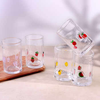 G Decor Berry And Bow Bubble Glasses Handcrafted And Handmade Bubble Textured Fruit And Ribbon Bow Drinkware, 2 of 8