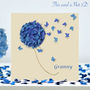 Granny Birthday Blue Hydrangea Butterflies Card, thumbnail 1 of 11